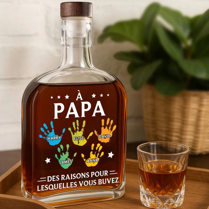 À mon premier et éternel héros - Bouteille de whisky personnalisée en famille - Fête des pères, cadeau pour papa, grand-père