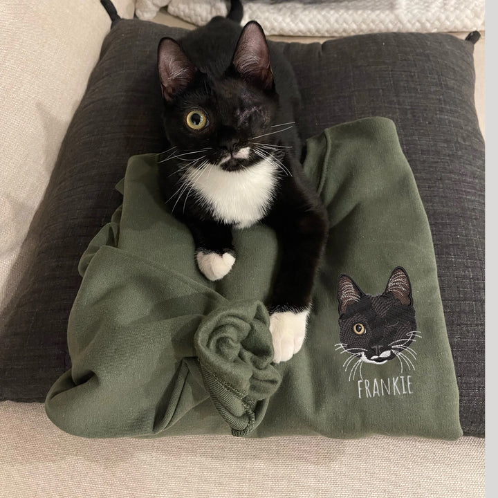 Sweat-shirt brodé avec visage de chien/chat personnalisé