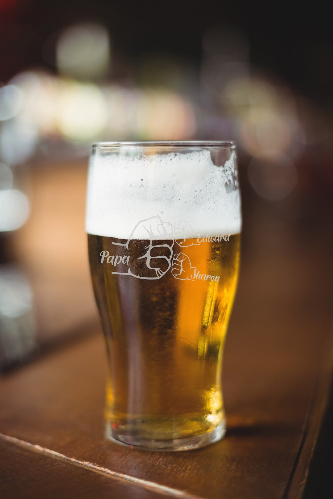 Verres à bière gravés pour papa, poings personnalisés pour papa et enfants avec noms