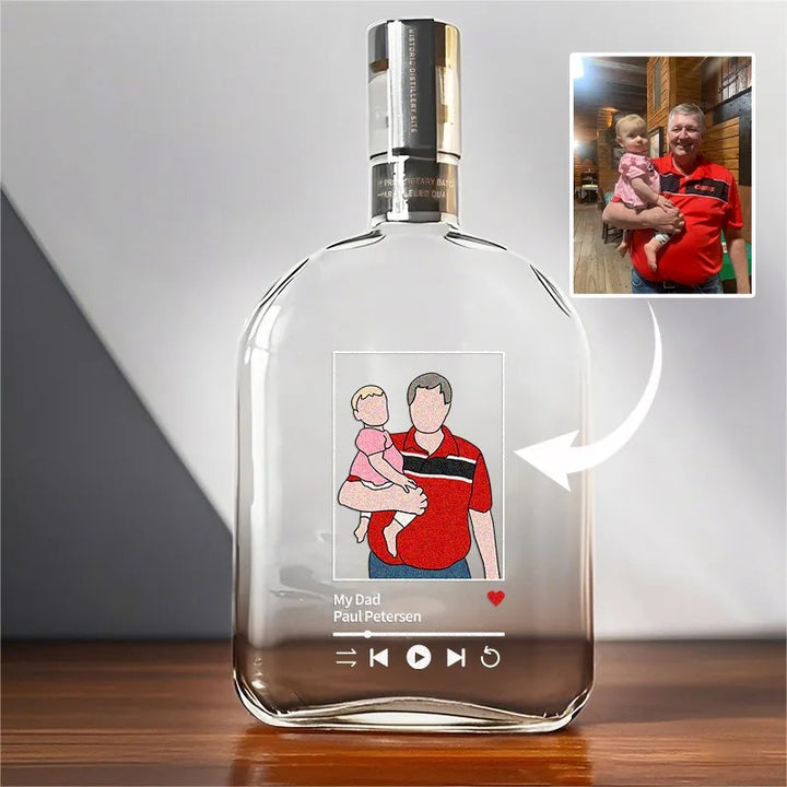 Bouteille de whisky avec lecteur de musique photo personnalisé, cadeau pour la fête des pères