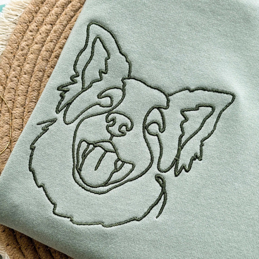 Sweat-shirt brodé avec visage de chien personnalisé avec nom basé sur votre photo，pour famile