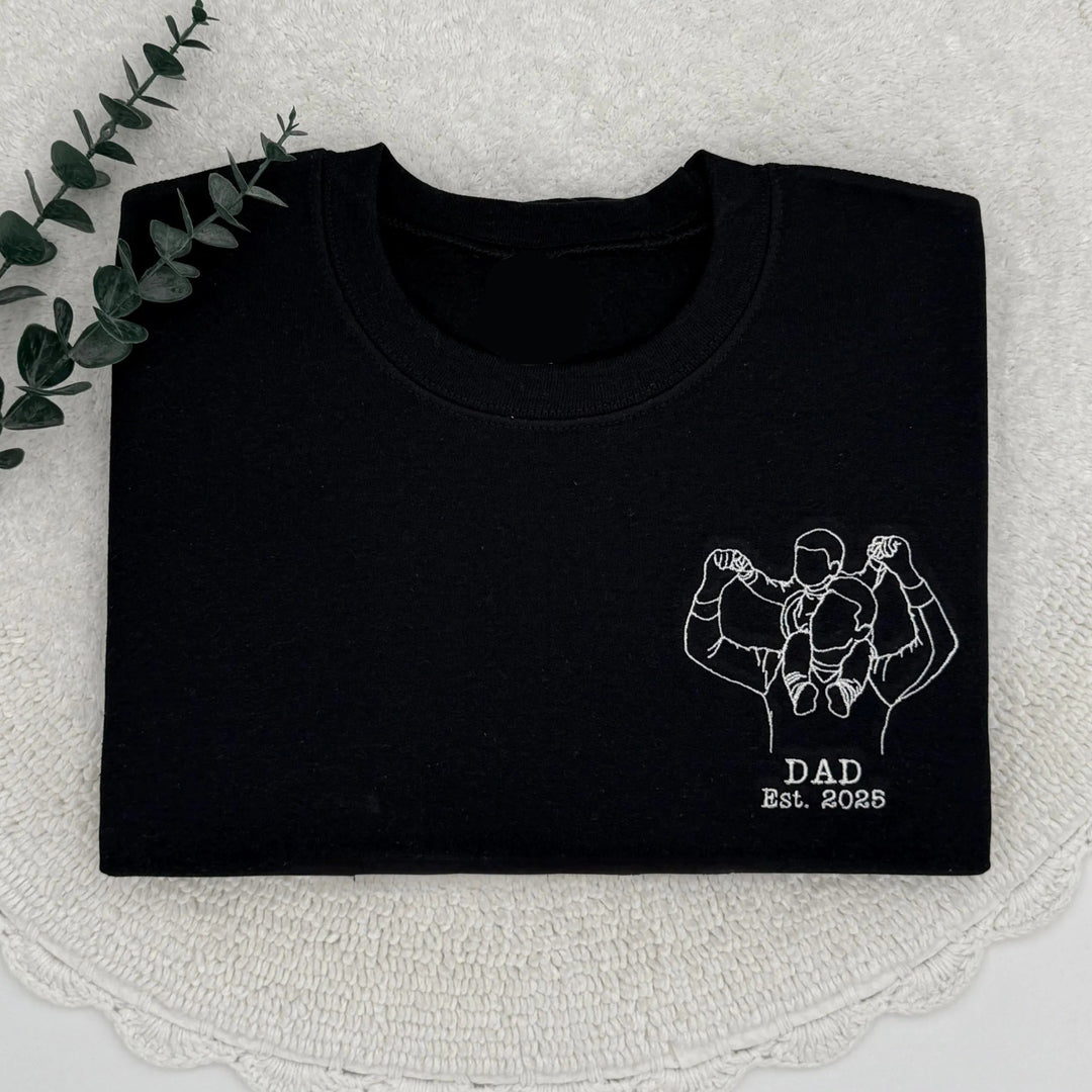 Sweat-shirt personnalisé brodé avec photo PAPA/PAPY/DAD