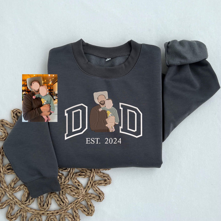 Sweat-shirt personnalisé brodé avec photo pour PAPA