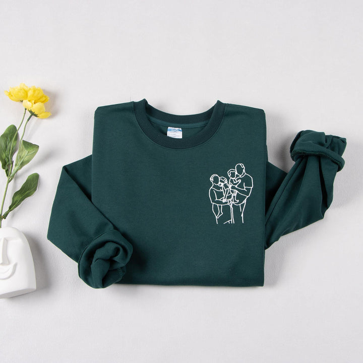 T-shirt personnalisé avec portrait de famille brodé et photo