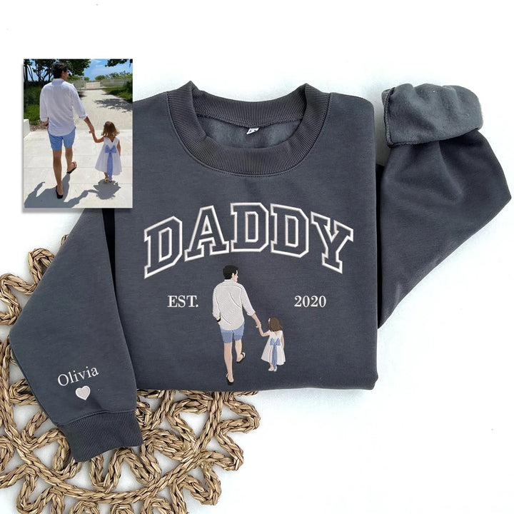 Sweat-shirt personnalisé brodé avec photo pour PAPA/PAPI