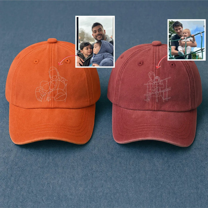 Chapeau Brodé Photo Portrait Contour Personnalisé Pour PAPA