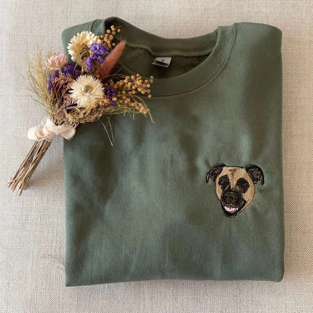 Sweat-shirt brodé avec visage de chien/chat personnalisé