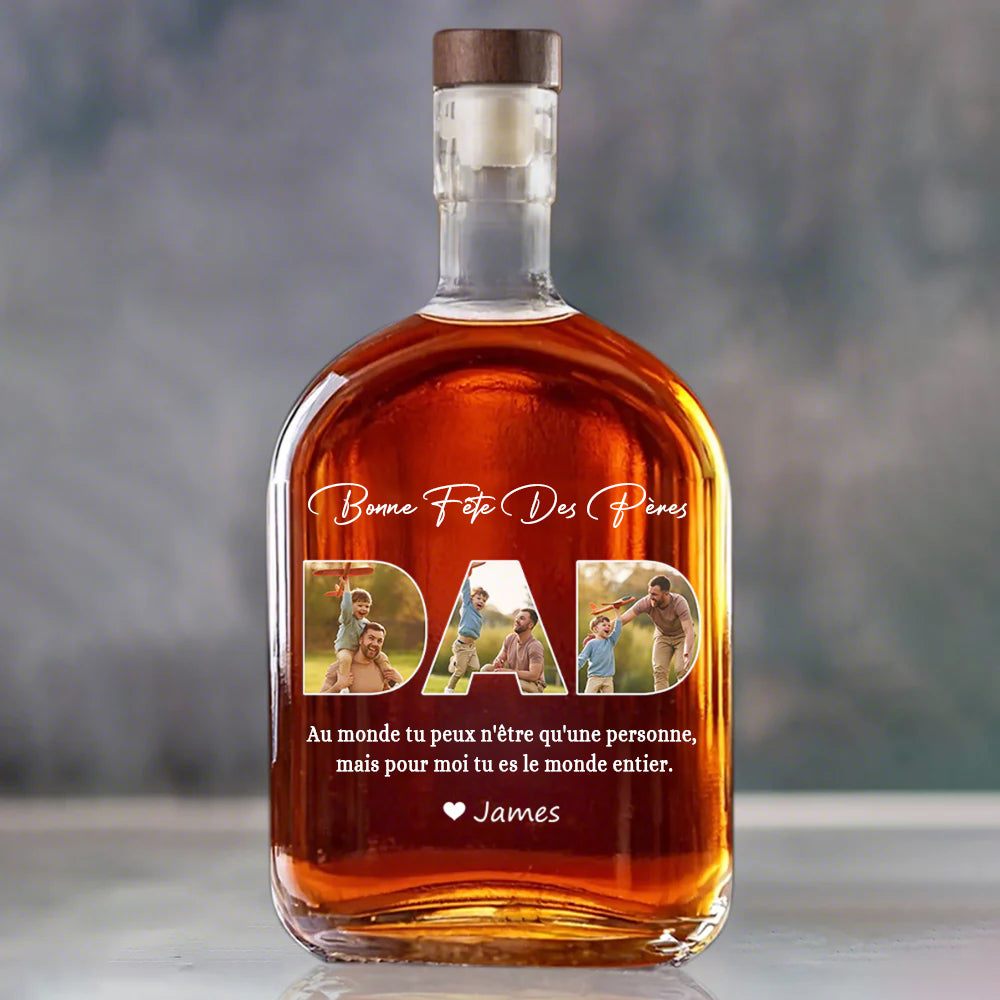 Bouteille de whisky avec lecteur de photo personnalisé, cadeau pour la fête des pères