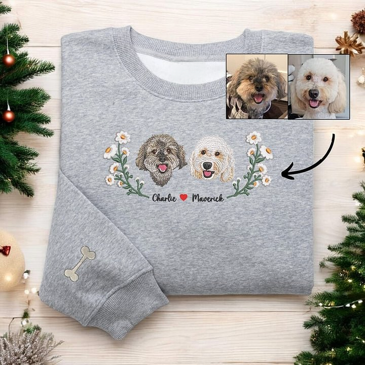 Sweat-shirt brodé en couleur avec portrait d'animal de compagnie