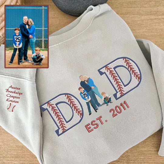 Maillot de baseball brodé portrait - Cadeau idéal pour MAMAN/PAPA