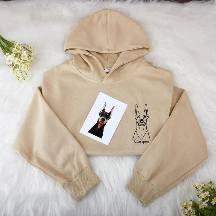 Sweat-shirt brodé avec visage de chien/chats personnalisé avec nom basé sur votre photo