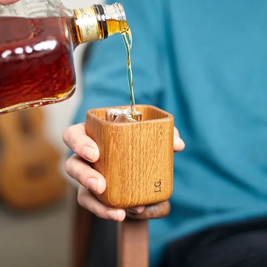 Verre à whisky en chêne gravé au laser personnalisé, cadeau parfait pour PAPA