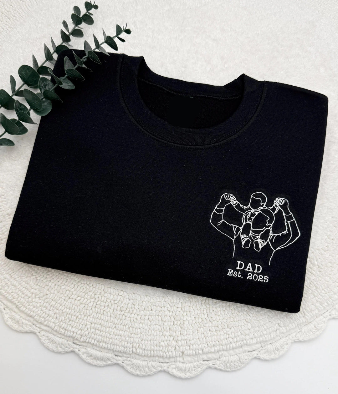 Sweat-shirt personnalisé brodé avec photo PAPA/PAPY/DAD