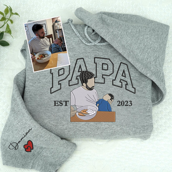 Sweat à capuche/t-shirt/sweat-shirt brodé pour PAPA