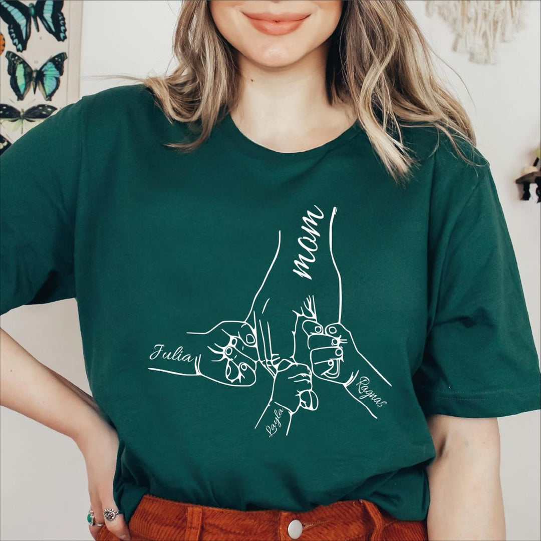1-6 chemise de maman et d’enfant de mains d’enfants, nom personnalisé de noms d’enfant de main