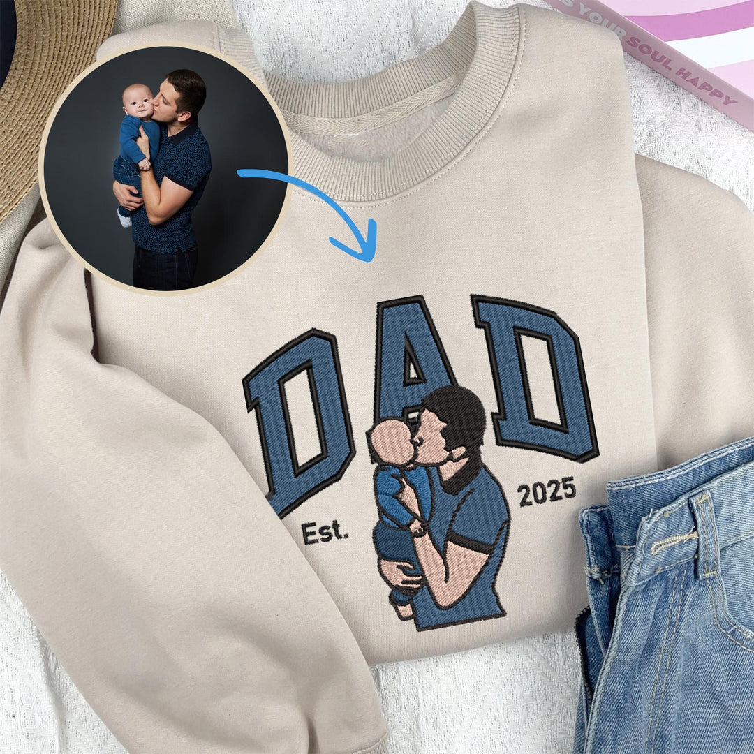 Sweat-shirt personnalisé brodé avec photo pour PAPA/DAD
