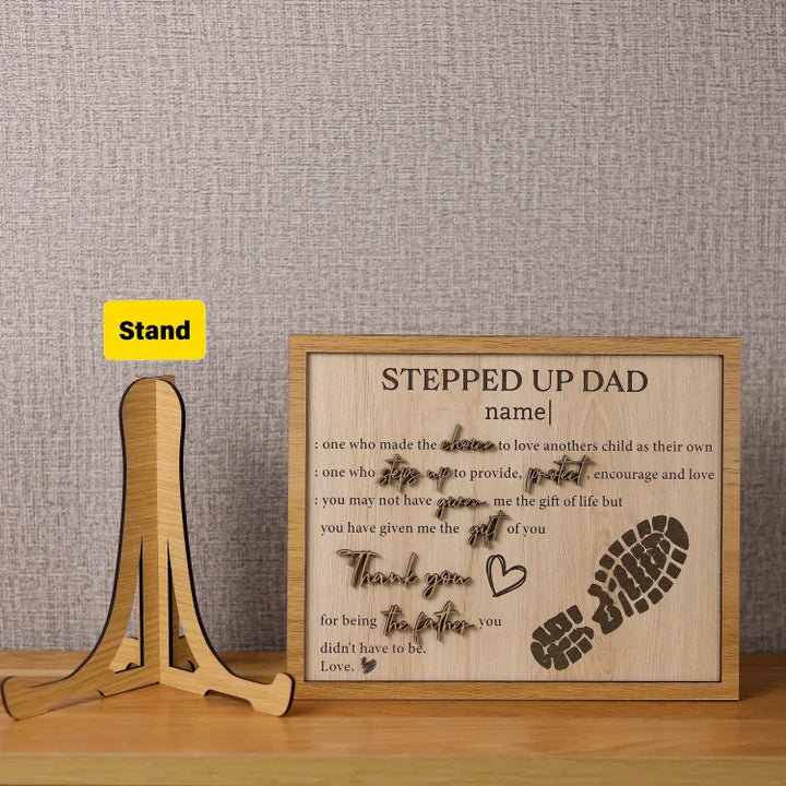 Panneau en bois 3D personnalisé Stepped Up Dad pour la fête des pères