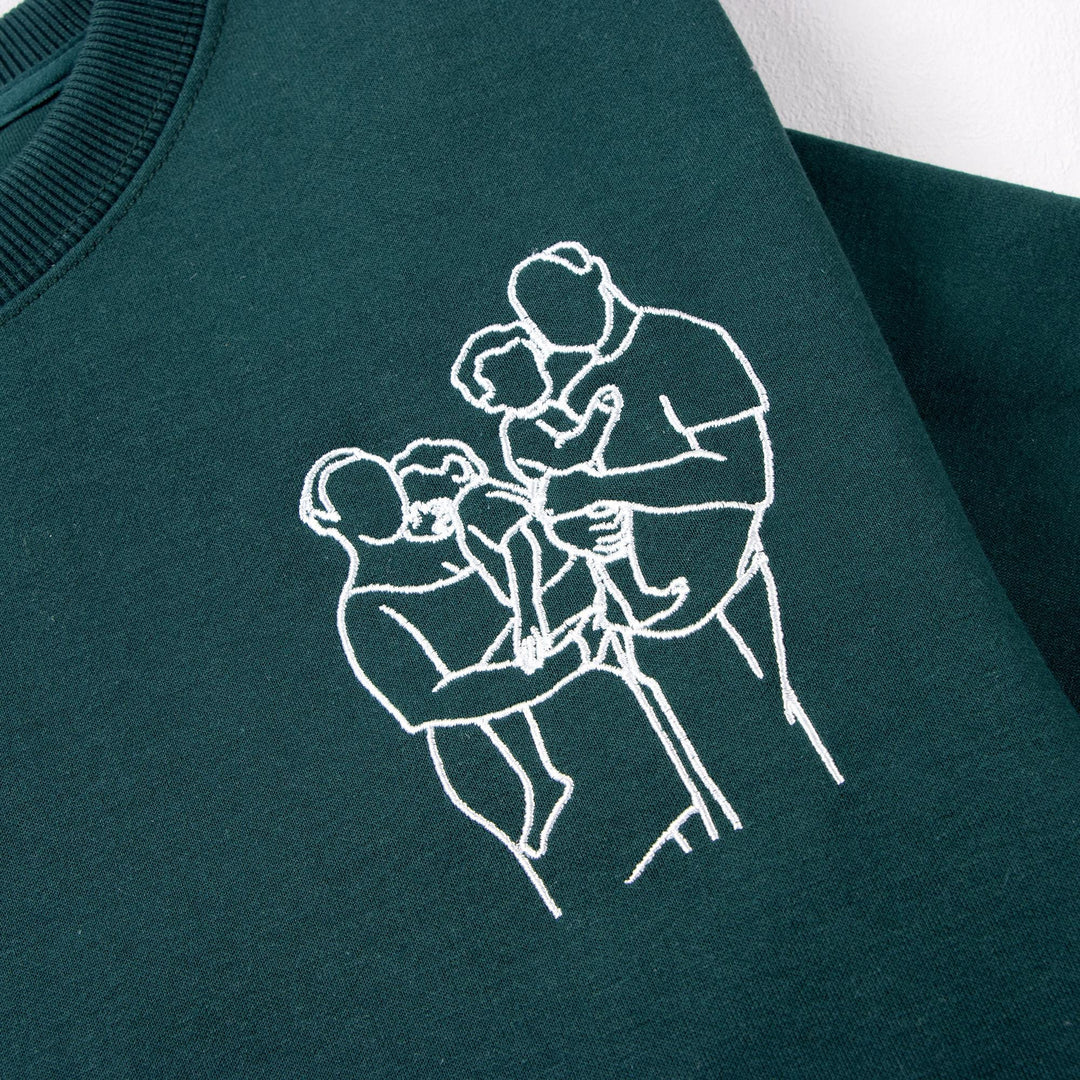 T-shirt personnalisé avec portrait de famille brodé et photo