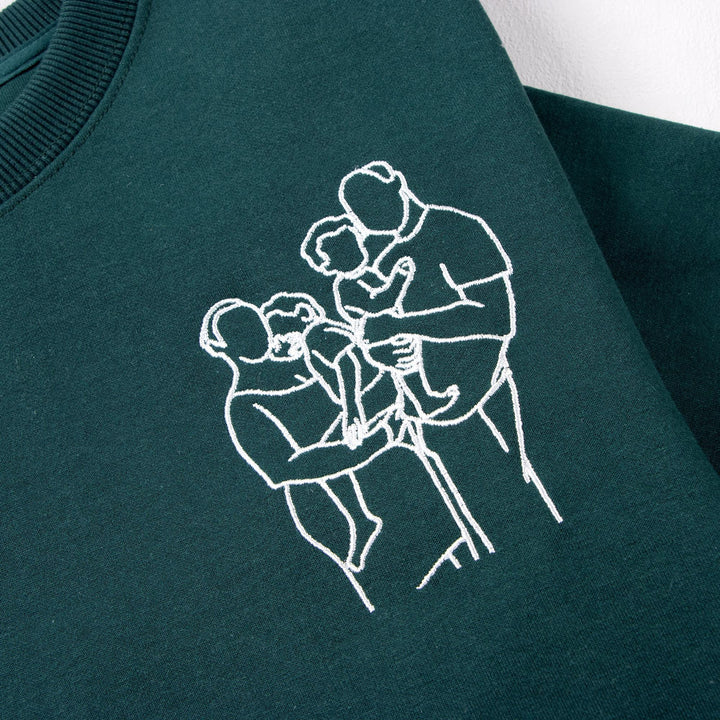 T-shirt personnalisé avec portrait de famille brodé et photo