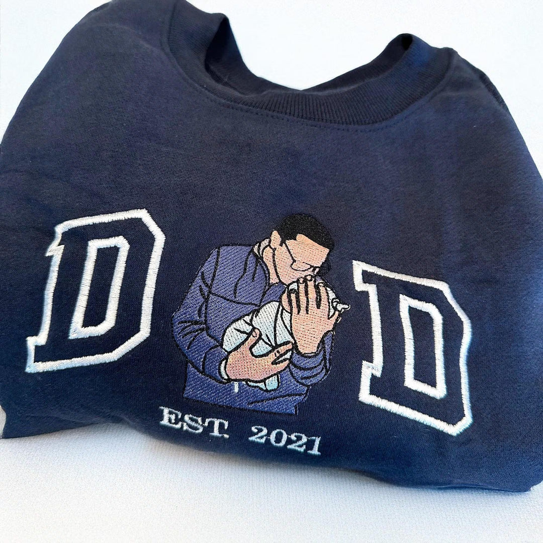 Sweat-shirt brodé personnalisé avec portrait de PAPA