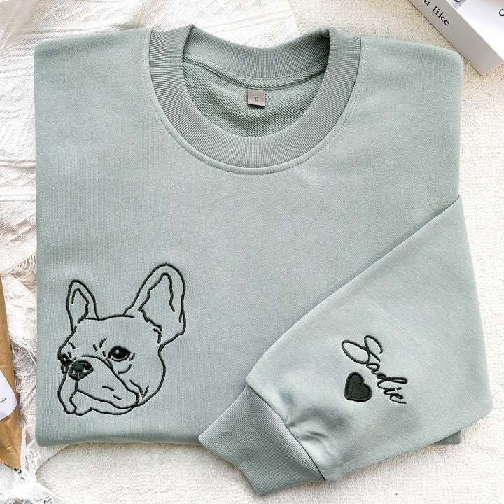 Sweat-shirt brodé avec visage de chien personnalisé avec nom basé sur votre photo