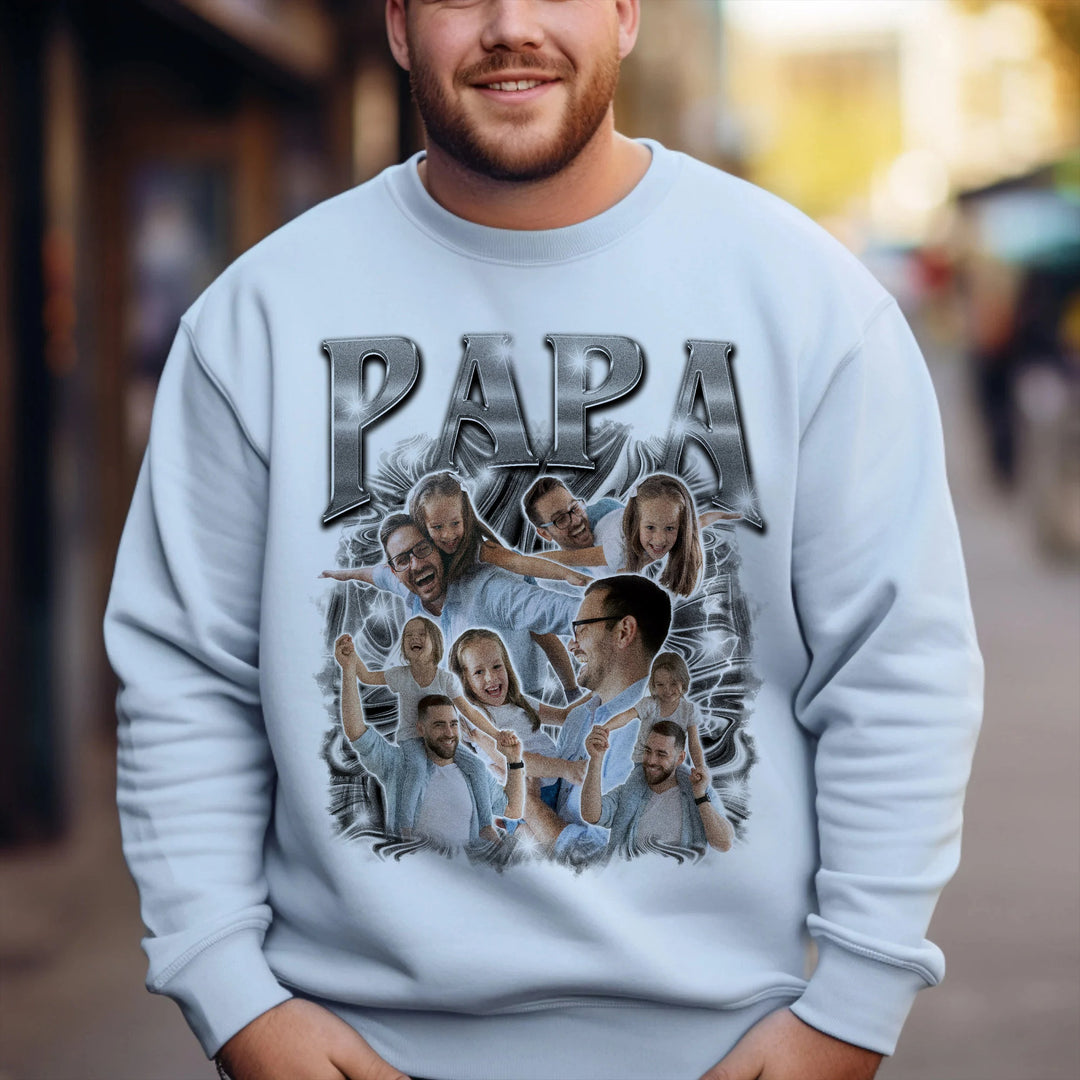 T-shirt vintage à imprimé rétro scintillant pour papa – Cadeau de fête des pères