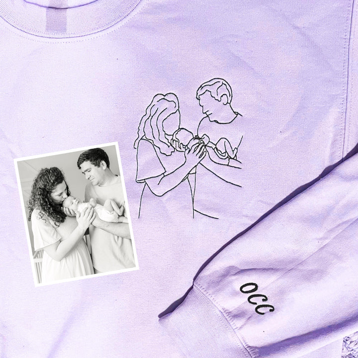 Sweat-shirt brodé portrait personnalisé pour maman