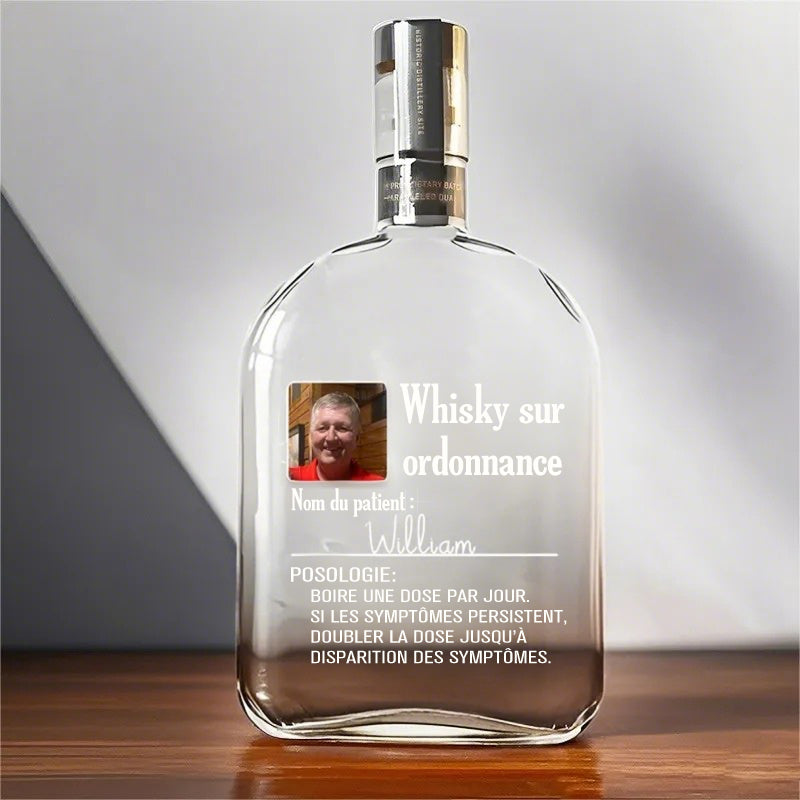 Bouteille de whisky sur ordonnance personnalisée – Cadeau personnalisé pour papa avec photo et nom