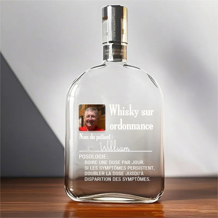 Bouteille de whisky sur ordonnance personnalisée – Cadeau personnalisé pour papa avec photo et nom