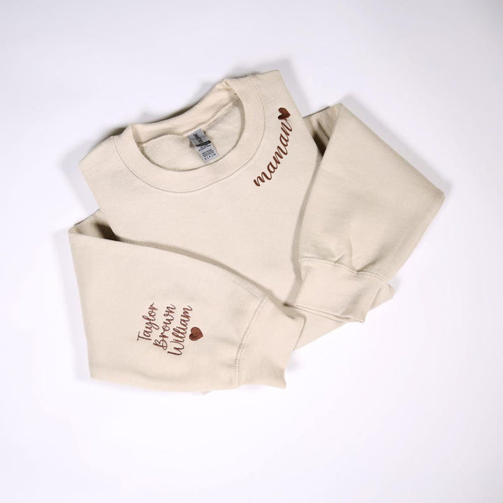 mama Sweat-shirt Personnalisé Brodé pour MAMAN avec le nom de l'enfant