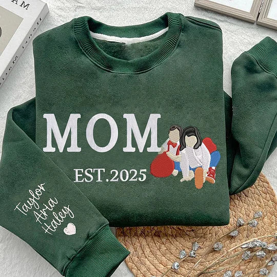 Sweat-shirt avec broderie portrait - Cadeau Parfait pour PAPA/MAMAN