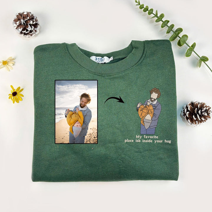 T-shirt brodé personnalisé avec portrait de PAPA/MAMAN