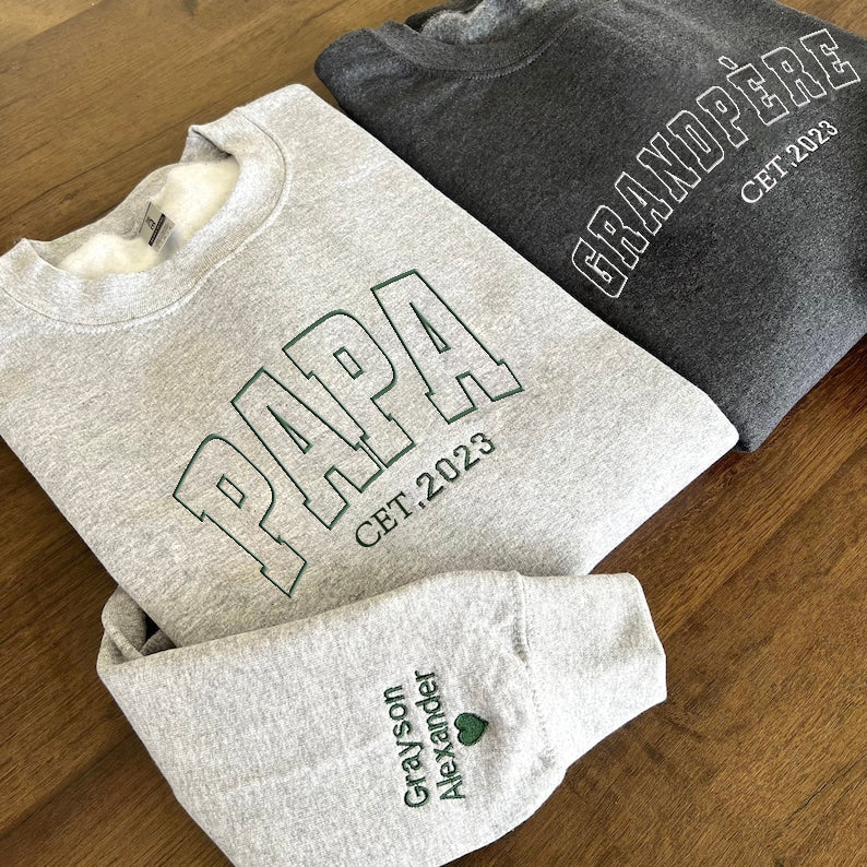 Sweat-shirt brodé personnalisé MAMA avec nom en forme de cœur - Cadeau fête des mères
