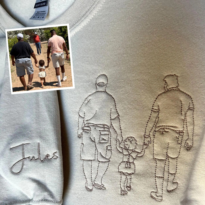 T-shirt brodé personnalisé avec portrait de PAPA