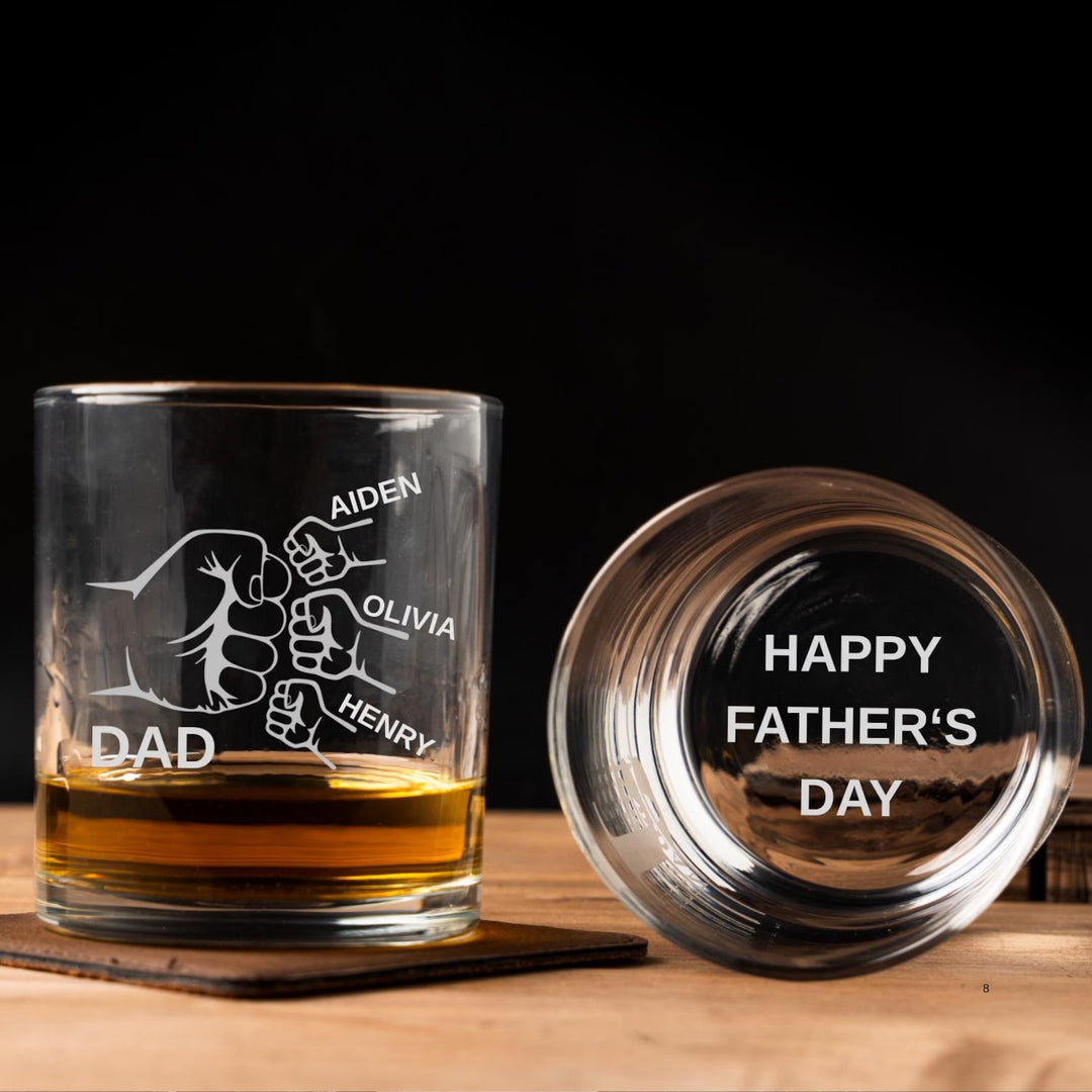 Verres à whisky personnalisés pour la fête des pères, Nom de l'enfant personnalisé