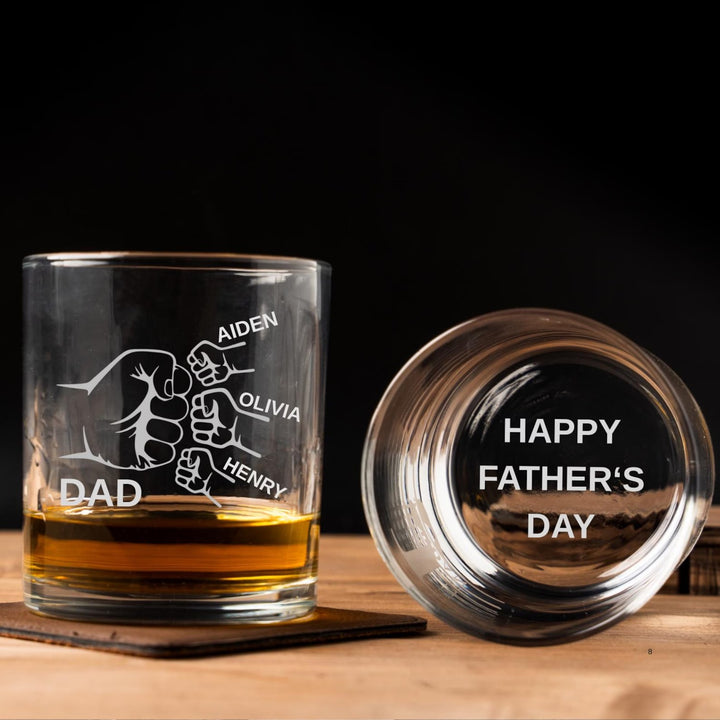 Verres à whisky personnalisés pour la fête des pères, Nom de l'enfant personnalisé