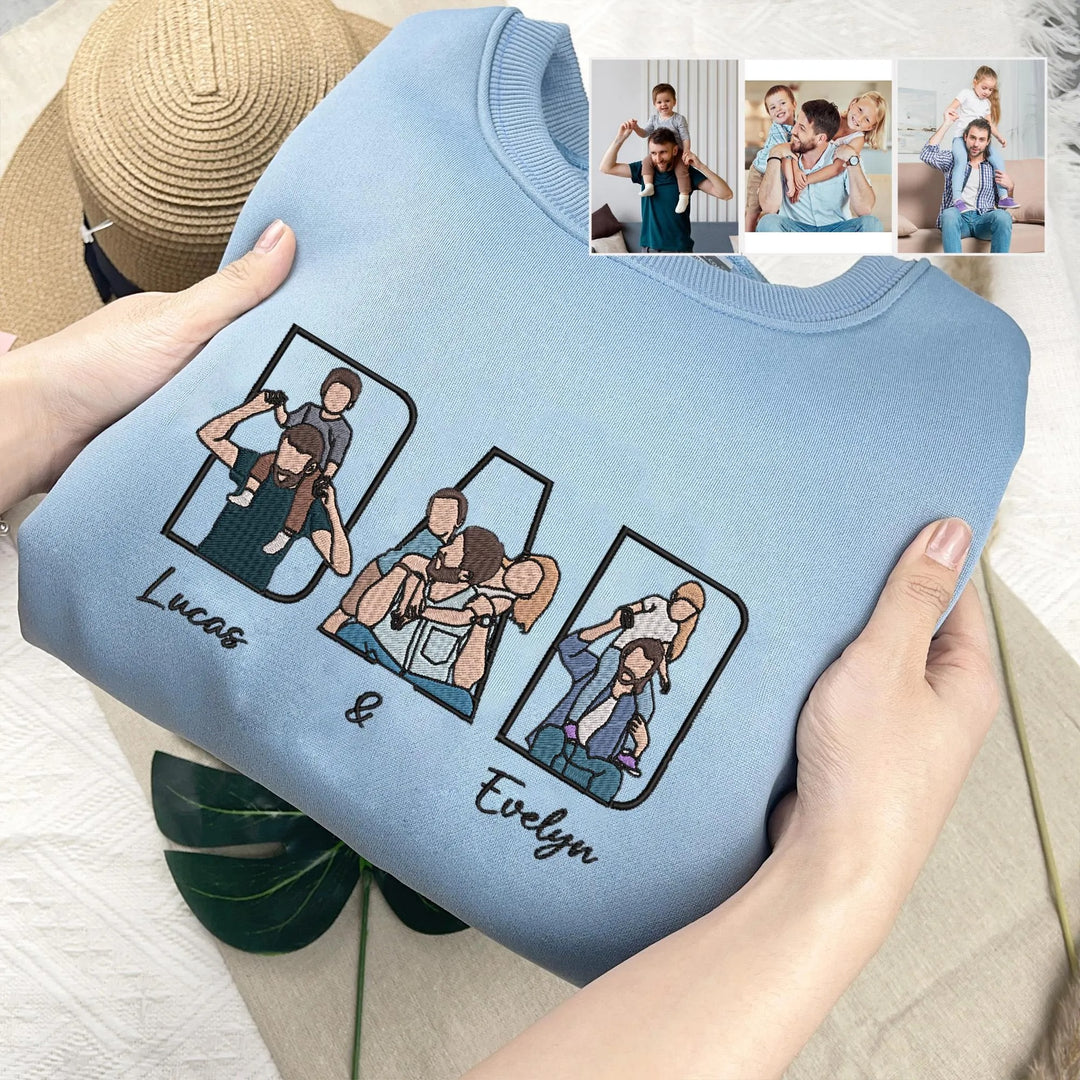 T-shirt et sweat-shirts personnalisés brodés à partir de photos pour papa/maman/papi