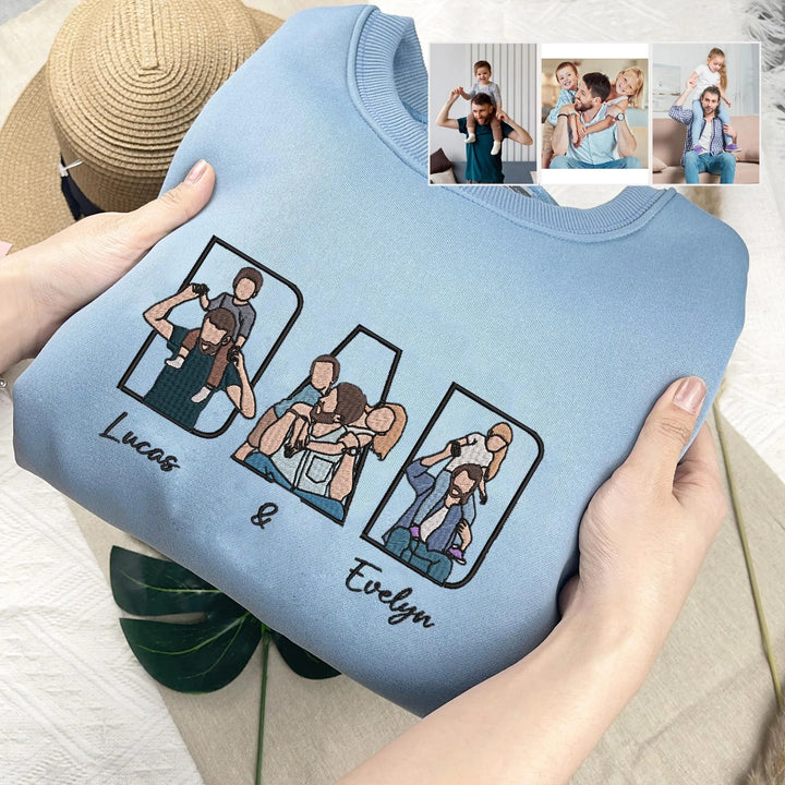 T-shirt et sweat-shirts personnalisés brodés à partir de photos pour papa/maman/papi