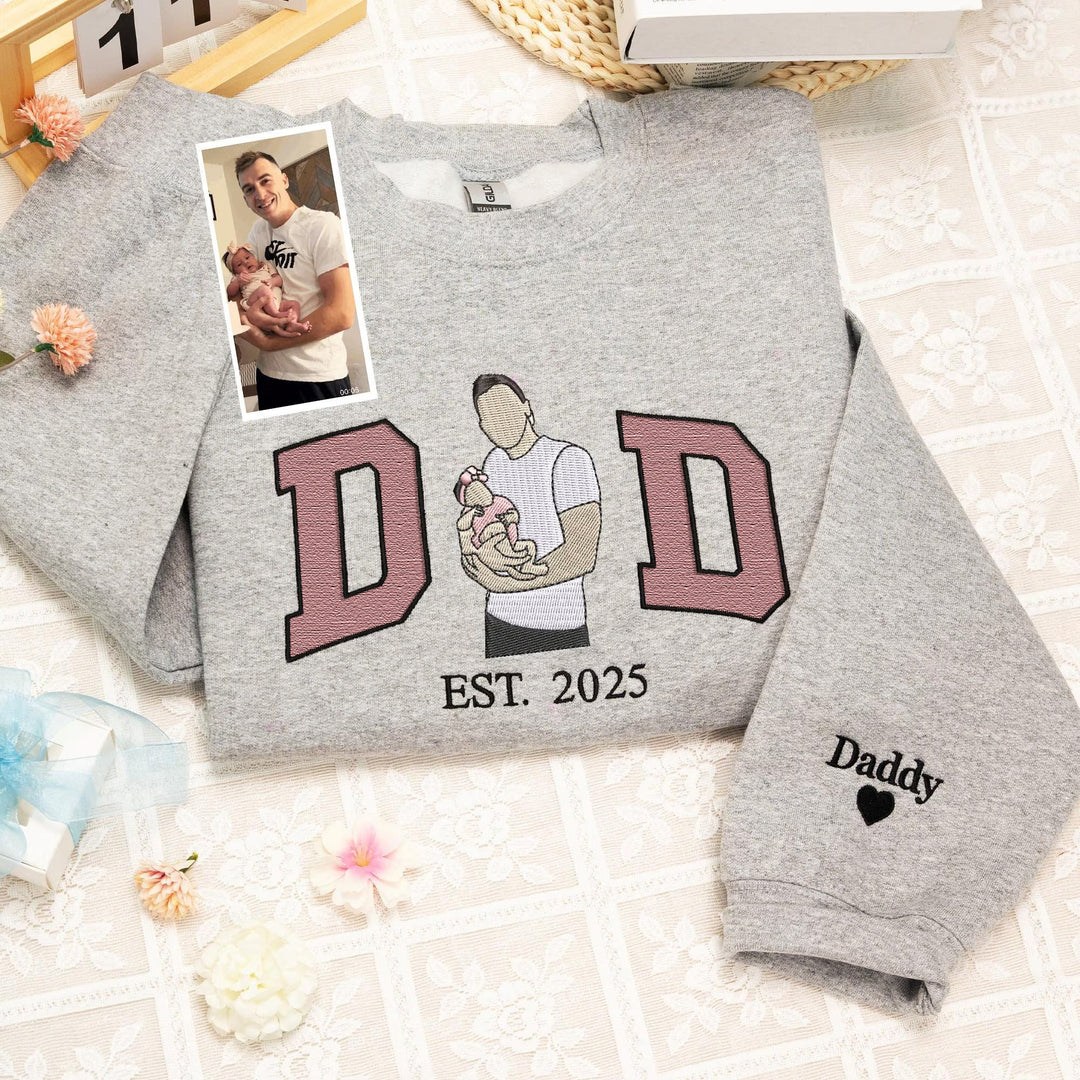 Sweat-shirt personnalisé brodé avec photo pour PAPA/PAPY/DAD