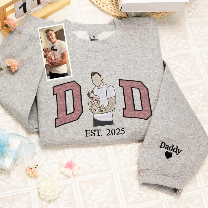 Sweat-shirt personnalisé brodé avec photo pour PAPA/PAPY/DAD