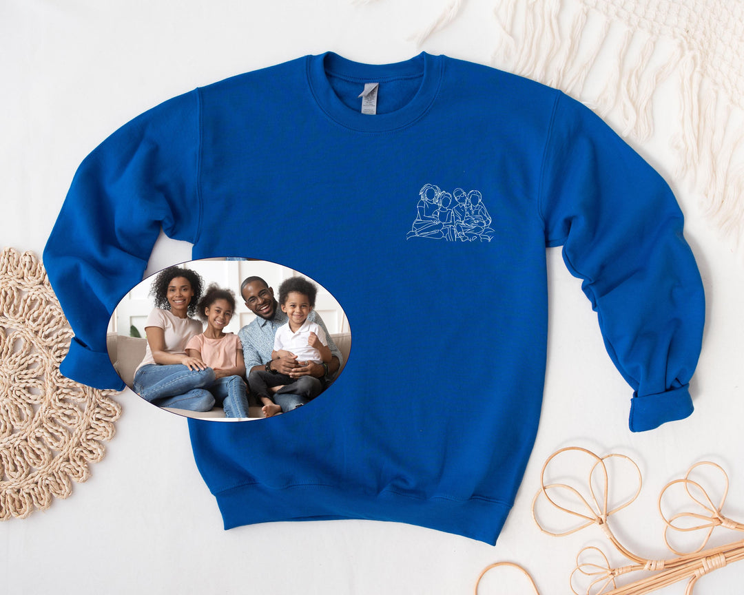 T-shirt personnalisé avec portrait de famille brodé et photo