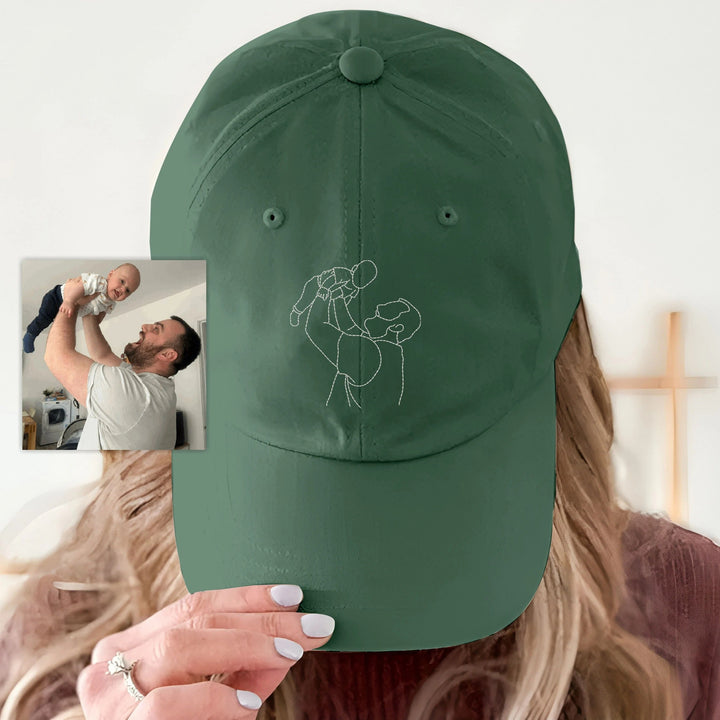 Chapeau Brodé Photo Portrait Contour Personnalisé Pour PAPA