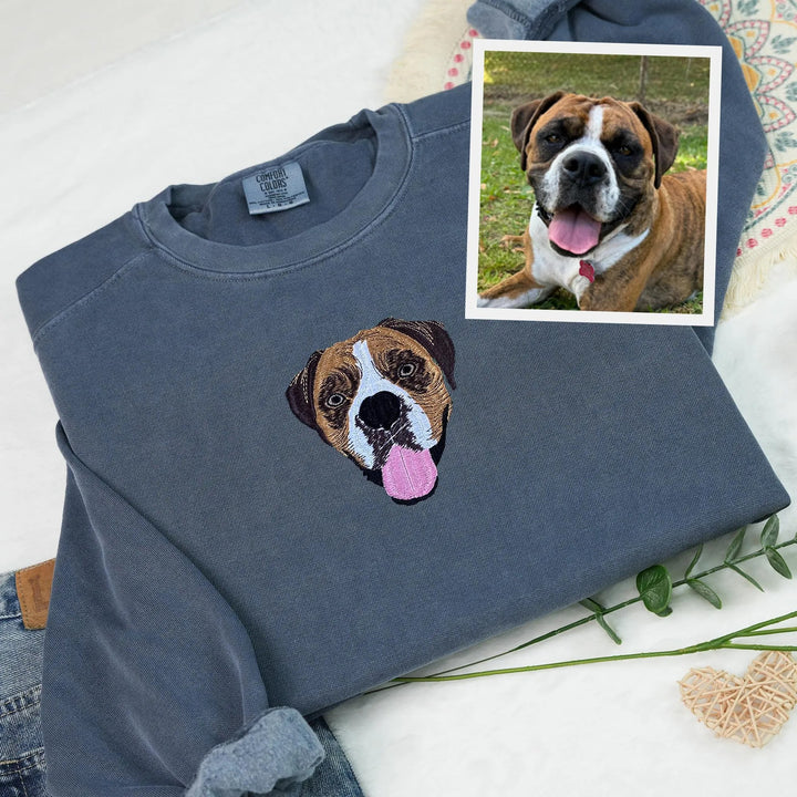 Sweat-shirt brodé avec visage de chien personnalisé
