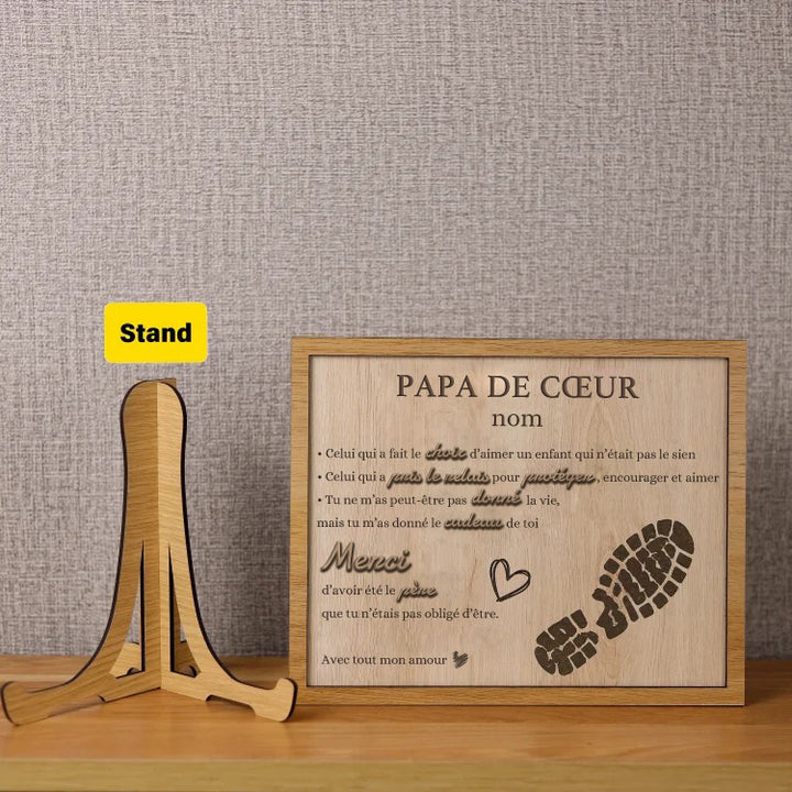 Panneau en bois 3D personnalisé Stepped Up Dad pour la fête des pères
