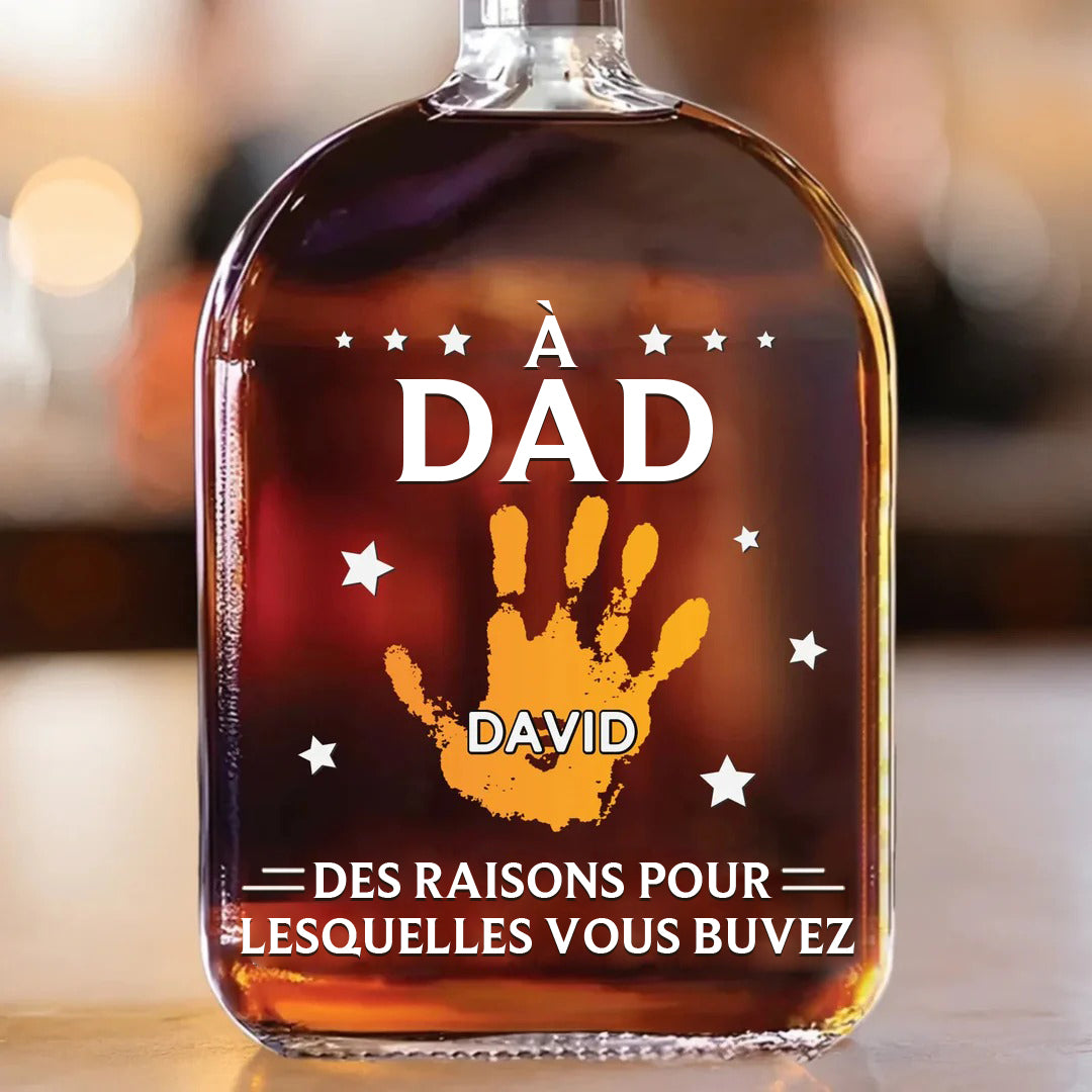 À mon premier et éternel héros - Bouteille de whisky personnalisée en famille - Fête des pères, cadeau pour papa, grand-père
