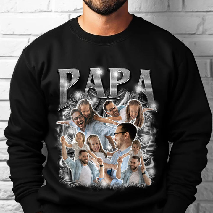 T-shirt vintage à imprimé rétro scintillant pour papa – Cadeau de fête des pères