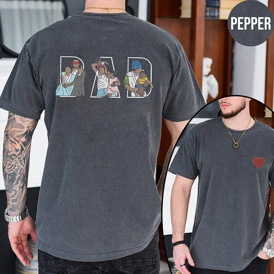 T-shirt/sweat-shirt personnalisé avec photo brodée – Un cadeau sincère pour papa avec le motif « PAPA » au dos