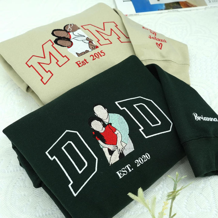 Sweat-shirt brodé personnalisé avec portrait de PAPA