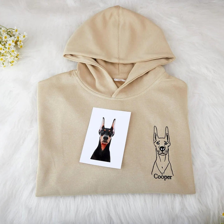 Sweat-shirt brodé avec visage de chien/chats personnalisé avec nom basé sur votre photo