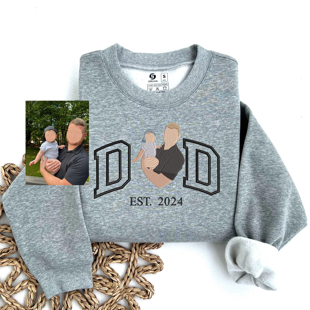 Sweat-shirt personnalisé brodé avec photo pour PAPA